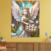 イースターバニーエンジェルの衣装を着た少女 キャンバスプリント (インサイチュ (リビング))