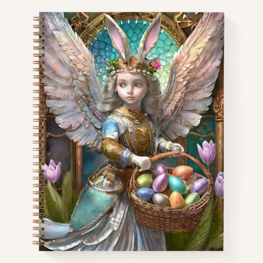 イースターバニーエンジェルの衣装を着た少女 ノートブック (正面)