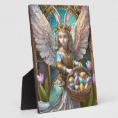 イースターバニーエンジェルの衣装を着た少女 フォトプラーク (側面)