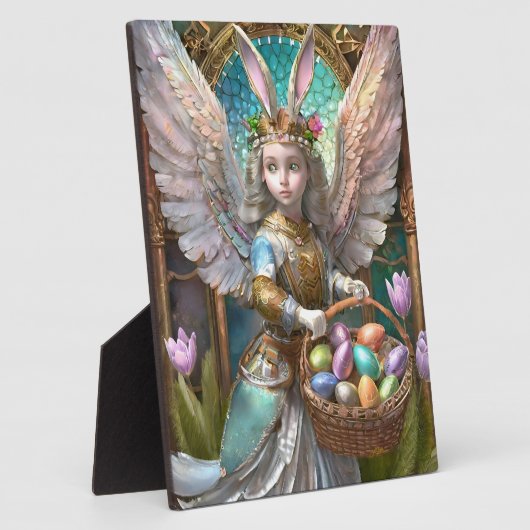 イースターバニーエンジェルの衣装を着た少女 フォトプラーク (側面)