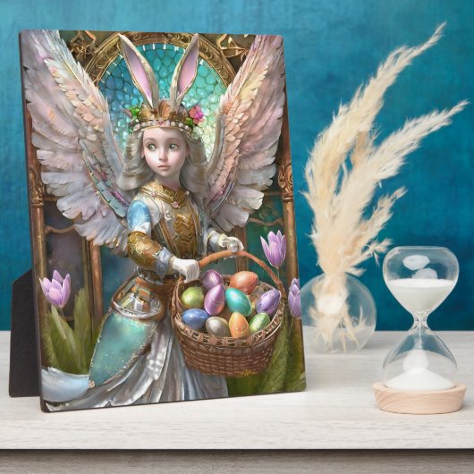 イースターバニーエンジェルの衣装を着た少女 フォトプラーク (側面)