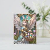 イースターバニーエンジェルの衣装を着た少女 ポストカード (スタンド正面)