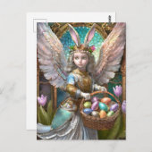 イースターバニーエンジェルの衣装を着た少女 ポストカード (正面/裏面)