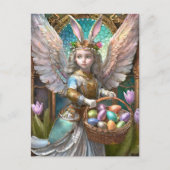 イースターバニーエンジェルの衣装を着た少女 ポストカード (正面)
