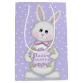 イースターバニーオン水玉模様 ミディアムペーパーバッグ (正面)