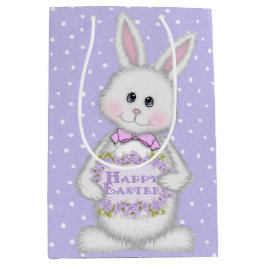 イースターバニーオン水玉模様 ミディアムペーパーバッグ