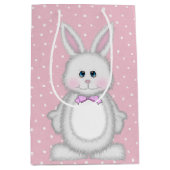 イースターバニーオン水玉模様 ミディアムペーパーバッグ (正面)