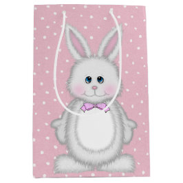 イースターバニーオン水玉模様 ミディアムペーパーバッグ