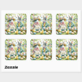 イースターバニーオールドレスアップ春カラー スクエアシール (シート)