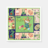 イースターバニーカスタムカラフル スタンダードカクテルナプキン (正面)