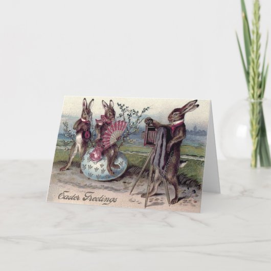 イースターバニーカップルのカメラ卵 シーズンカード (正面)