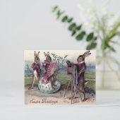 イースターバニーカップルのカメラ卵 シーズンポストカード (スタンド正面)