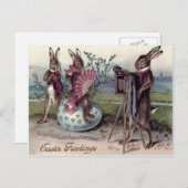 イースターバニーカップルのカメラ卵 シーズンポストカード (正面/裏面)