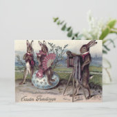 イースターバニーカップルのカメラ卵 招待状 (スタンド正面)