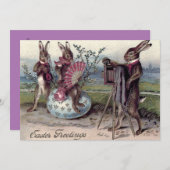 イースターバニーカップルのカメラ卵 招待状 (正面/裏面)