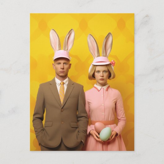 イースターバニーカップル ポストカード (正面)