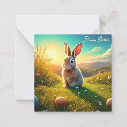 イースターバニーカラフルと卵の春魔法 ノートカード (正面)