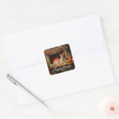 イースターバニーカラフルイースターエッグハッピーイースター スクエアシール (封筒)