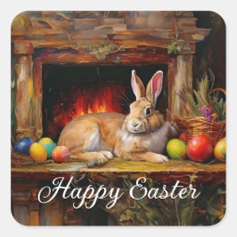 イースターバニーカラフルイースターエッグハッピーイースター スクエアシール