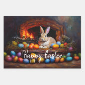 イースターバニーカラフルイースターエッグハッピーイースター ラッピングペーパーシート (正面3)
