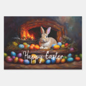 イースターバニーカラフルイースターエッグハッピーイースター ラッピングペーパーシート (正面2)