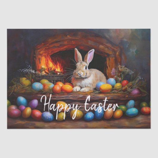 イースターバニーカラフルイースターエッグハッピーイースター 薄葉紙 (正面)