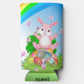 イースターバニーカラフルエッグのパーソナライズ文字 スリム缶クーラー (裏面)