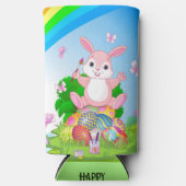 イースターバニーカラフルエッグのパーソナライズ文字 スリム缶クーラー (正面)
