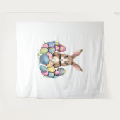 イースターバニーカラフルラビットエッグイースターエッグ狩り タペストリー (正面(横))