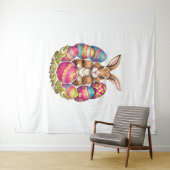 イースターバニーカラフルラビットエッグイースターエッグ狩り タペストリー (インサイチュ(横))