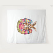 イースターバニーカラフルラビットエッグイースターエッグ狩り タペストリー (正面(横))