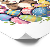 イースターバニーカラフルラビットエッグイースターエッグ狩り ポスター (角)