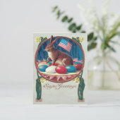 イースターバニーカラーエッグアメリカ国旗 シーズンポストカード (スタンド正面)