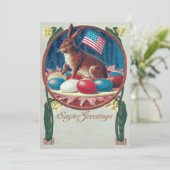 イースターバニーカラーエッグアメリカ国旗 招待状 (スタンド正面)