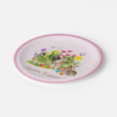 イースターバニーガーデンフローラピンク紙プレート ペーパープレート (アングル)