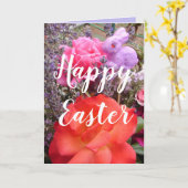 イースターバニーガーデンレッドピンクローズ春フローラ カード (黄色い花)