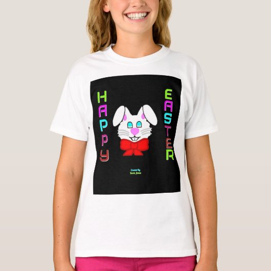 イースターバニーガールズホワイトベーシックTシャツ Tシャツ (正面)