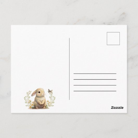 イースターバニーガールフォト誕生日招待状ポスト ポストカード (裏面)