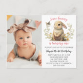 イースターバニーガールフォト誕生日招待状ポスト ポストカード (正面)