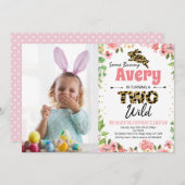イースターバニーガール2ndバースデーフォト招待状 (正面/裏面)