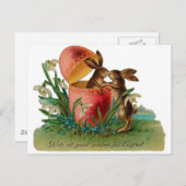 イースターバニーキスヴィンテージ シーズンポストカード (正面/裏面)