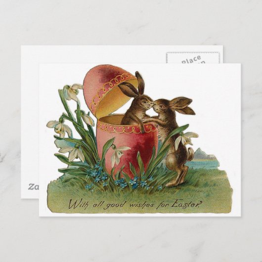 イースターバニーキスヴィンテージ シーズンポストカード (正面/裏面)
