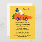 イースターバニーキャロットカー#2招待状はがき インビテーションポストカード (正面/裏面)