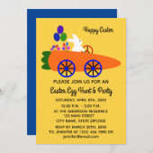 イースターバニーキャロットカー#2-2招待状カード セーブザデート (正面/裏面)