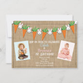 イースターバニーキャロツガーランド誕生日パーティーの写真 招待状 (正面)