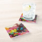 イースターバニーキャンディー ガラスコースター (アングル)