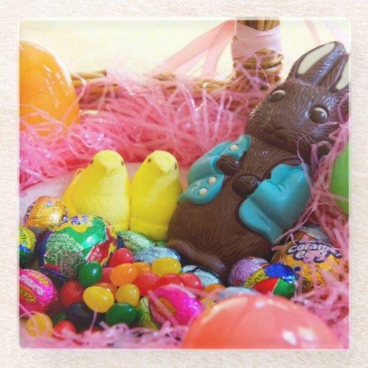 イースターバニーキャンディー ガラスコースター (正面)