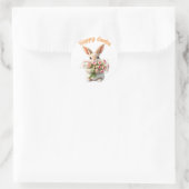 イースターバニーキュートフラワーブーケハッピーイースター ラウンドシール (バッグ)