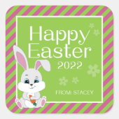 イースターバニーギフトステッカー&ラベル スクエアシール (正面)