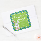 イースターバニーギフトステッカー&ラベル（青い緑） スクエアシール (封筒)